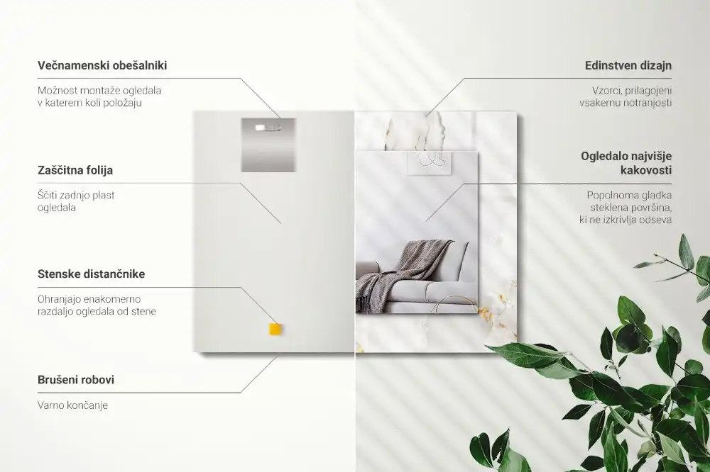 Specchio rettangolare decoro Motivo in marmo bianco