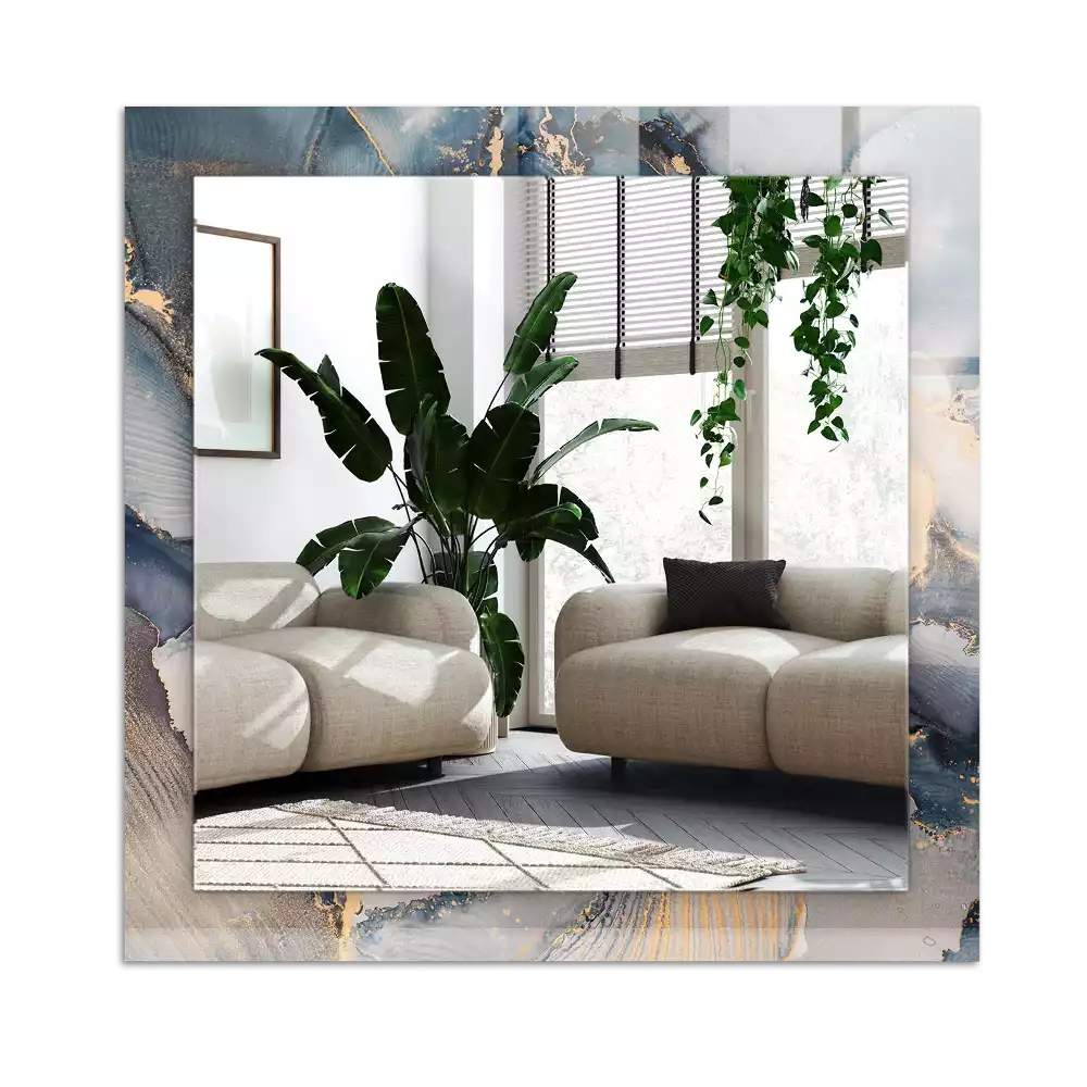 Specchio rettangolare con cornice stampata Arte astratta blu