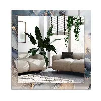 Specchio rettangolare con cornice stampata Arte astratta blu