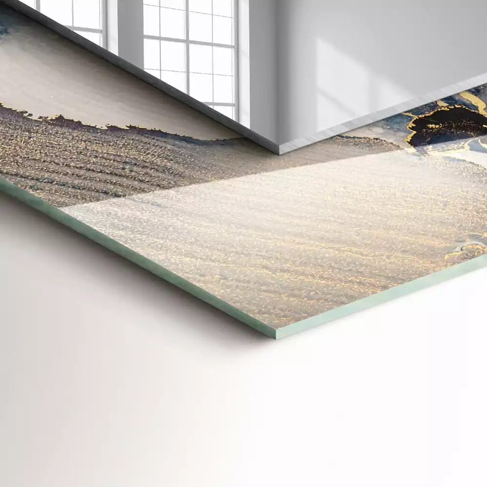 Specchio rettangolare con cornice stampata Arte astratta blu