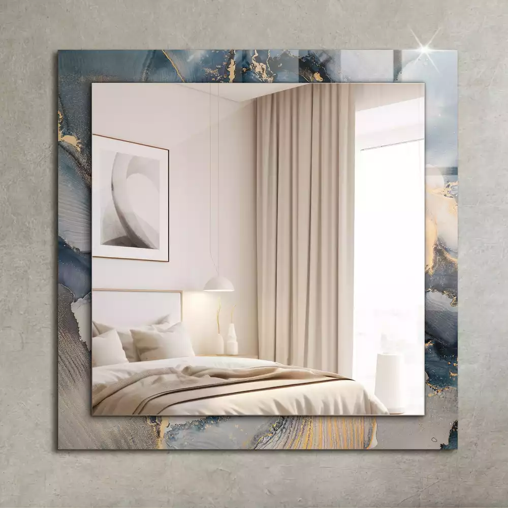 Specchio rettangolare con cornice stampata Arte astratta blu