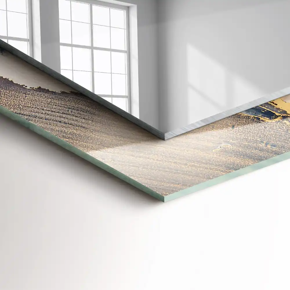 Specchio rettangolare con cornice stampata Arte astratta blu