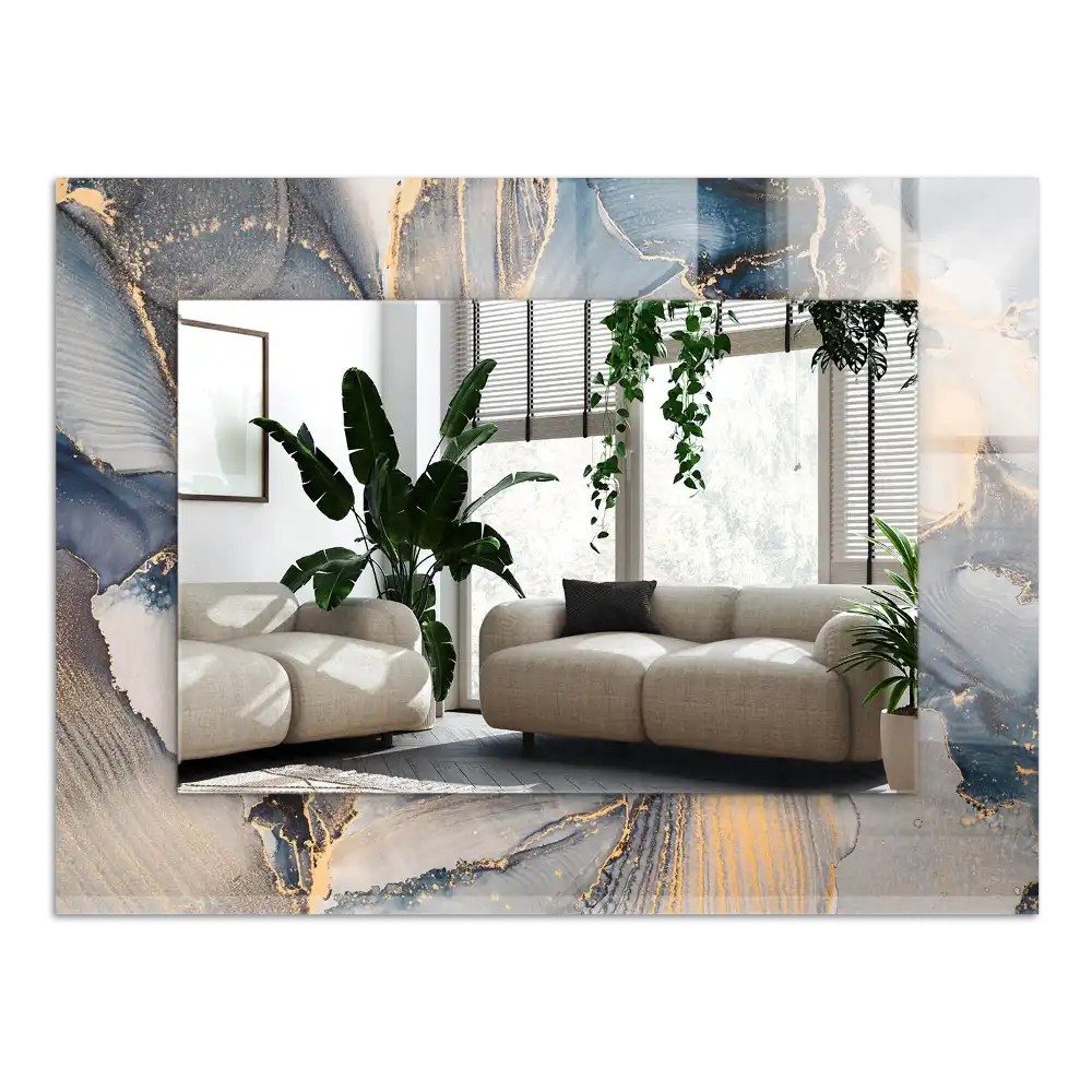 Specchio rettangolare con cornice stampata Arte astratta blu