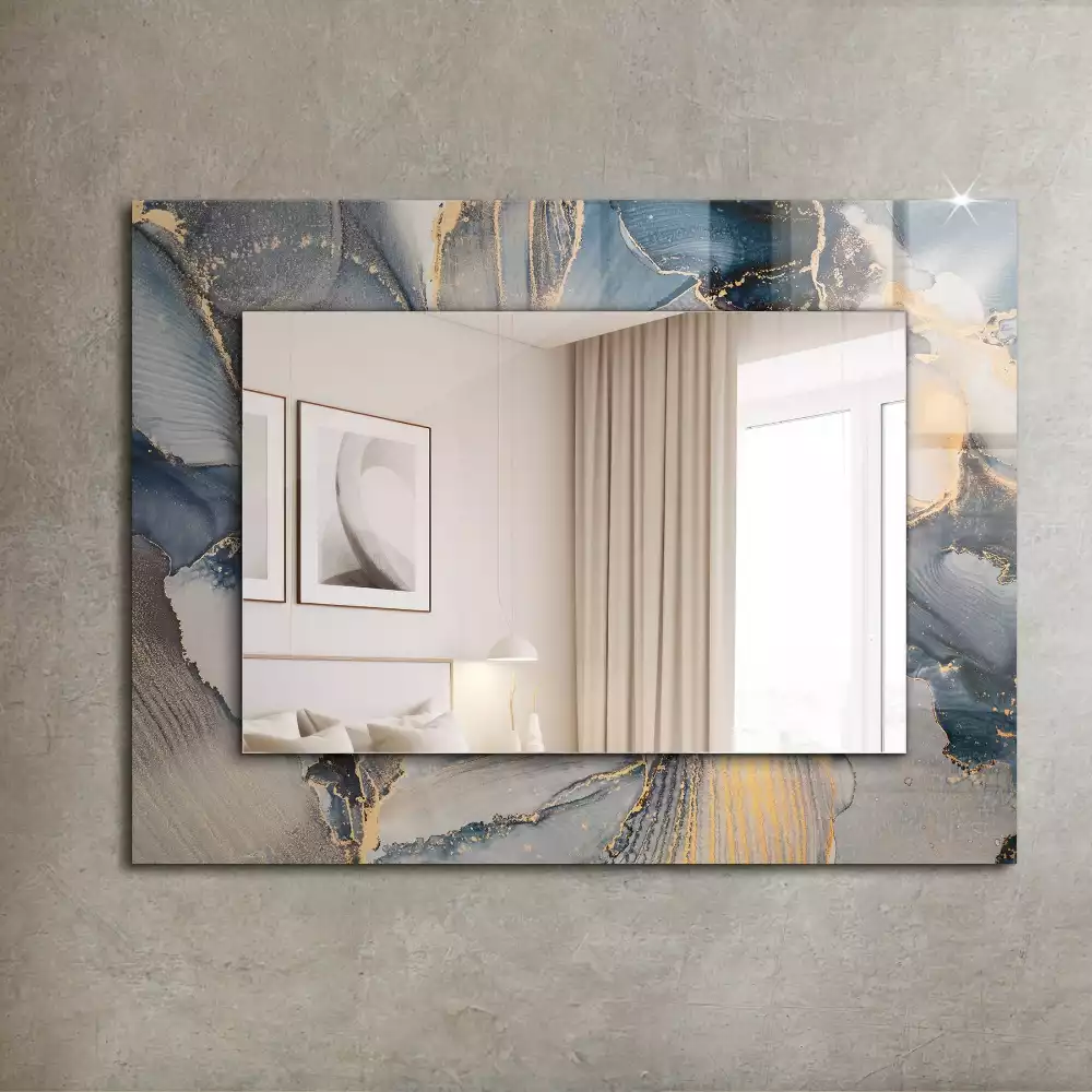 Specchio rettangolare con cornice stampata Arte astratta blu