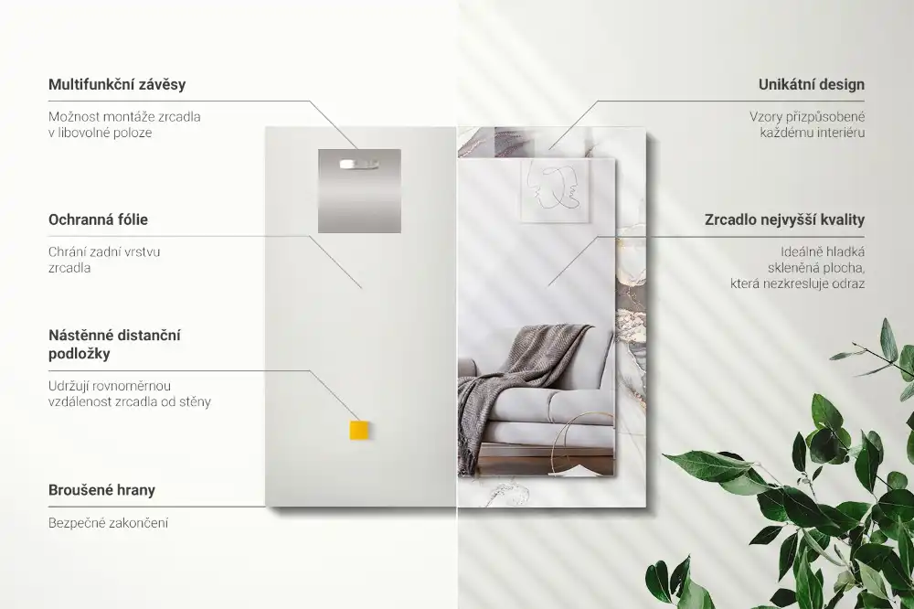 Specchio rettangolare stampato Marmo di arte astratta