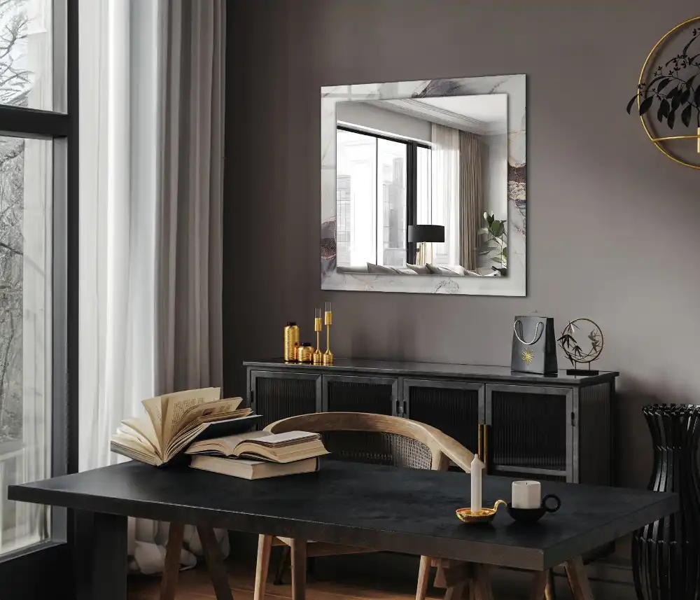 Specchio rettangolare stampato Marmo di arte astratta