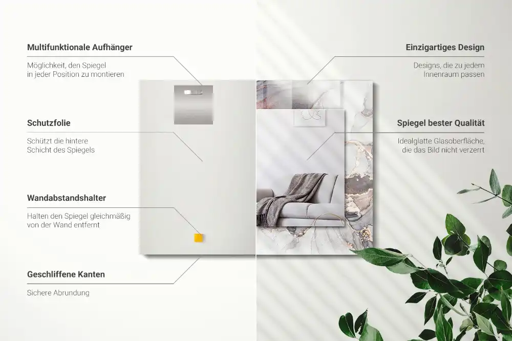 Specchio rettangolare stampato Marmo di arte astratta