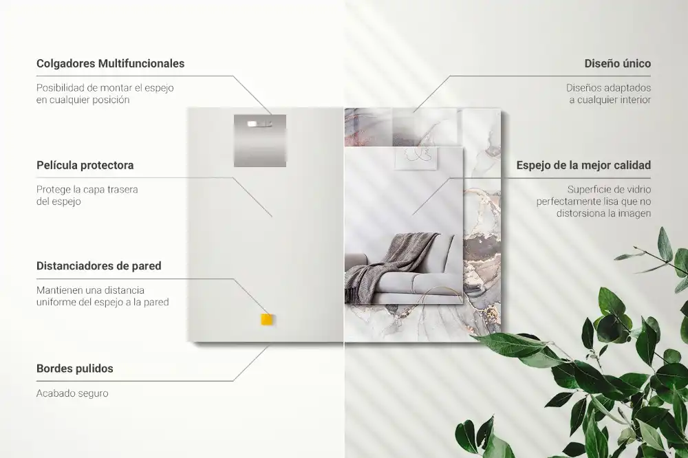 Specchio rettangolare stampato Marmo di arte astratta