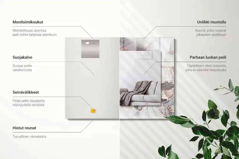 Specchio rettangolare stampato Marmo di arte astratta