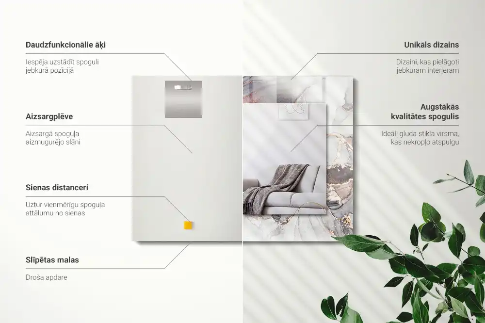 Specchio rettangolare stampato Marmo di arte astratta