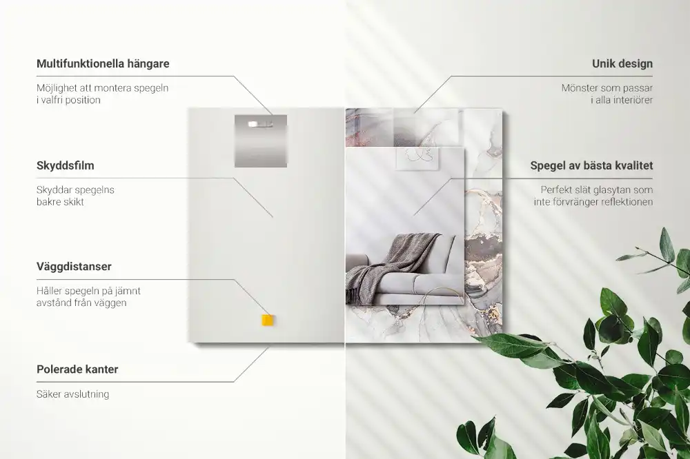 Specchio rettangolare stampato Marmo di arte astratta