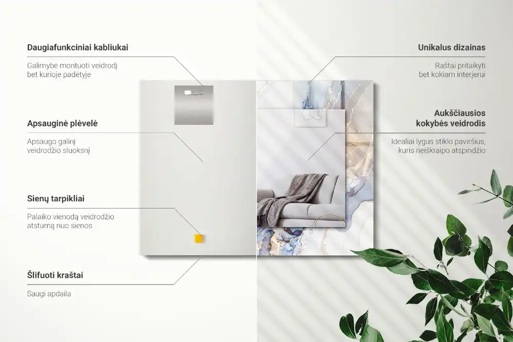 Specchio rettangolare decoro Marmo di arte astratta