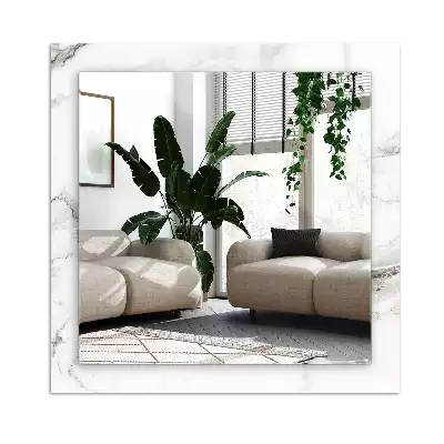 Specchio rettangolare con cornice stampata Motivo in marmo bianco