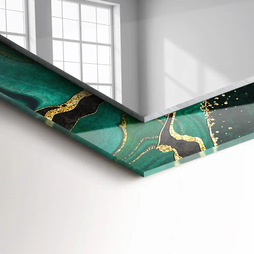Specchio rettangolare stampato Motivi astratti verdi