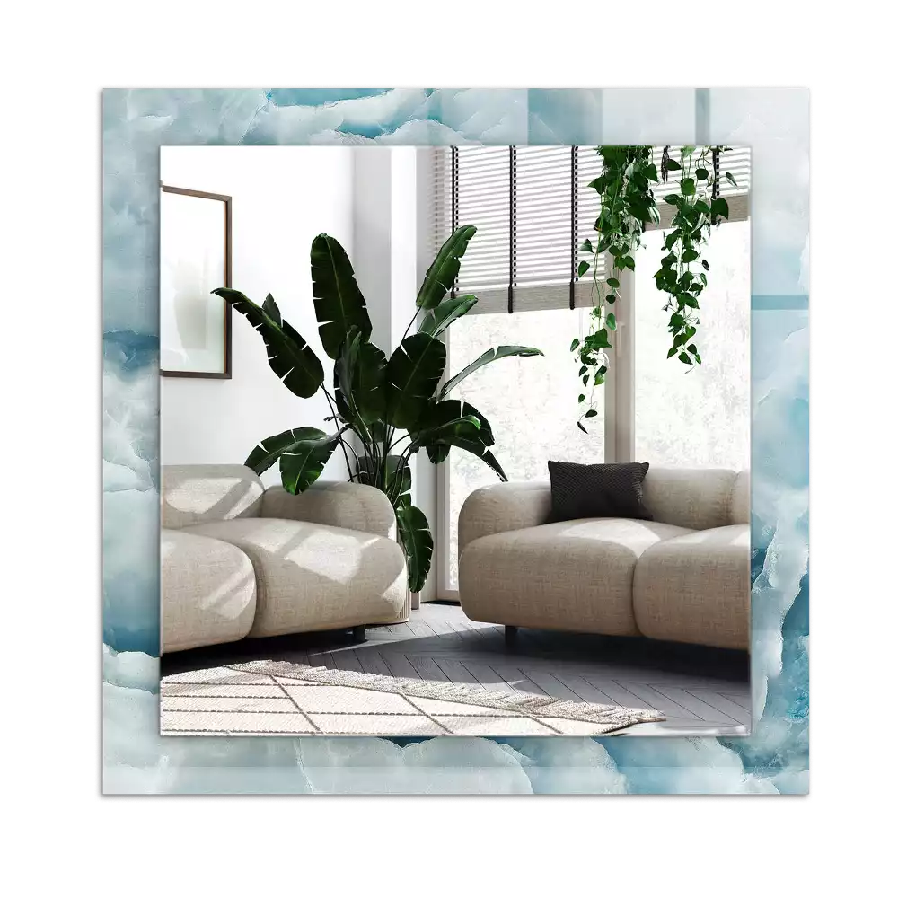 Specchio rettangolare con cornice stampata Trama di marmo blu