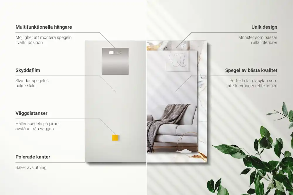 Specchio rettangolare stampato Marmo venato