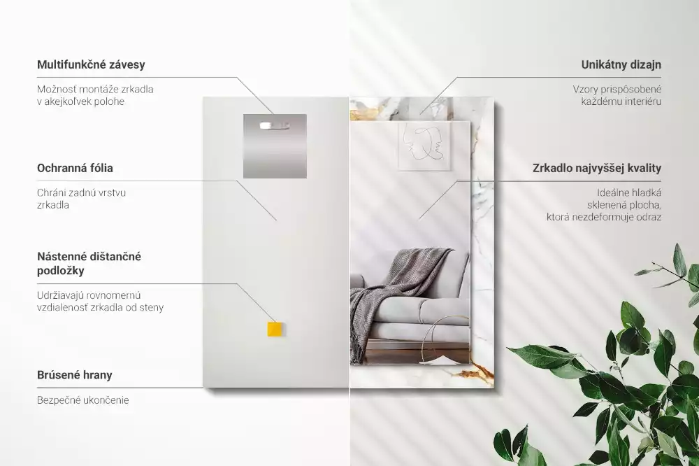 Specchio rettangolare stampato Marmo venato