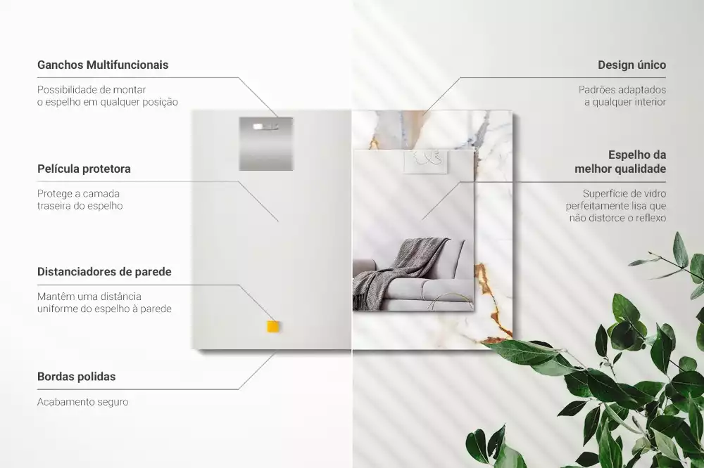 Specchio rettangolare stampato Marmo venato