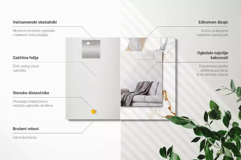 Specchio rettangolare stampato Marmo venato