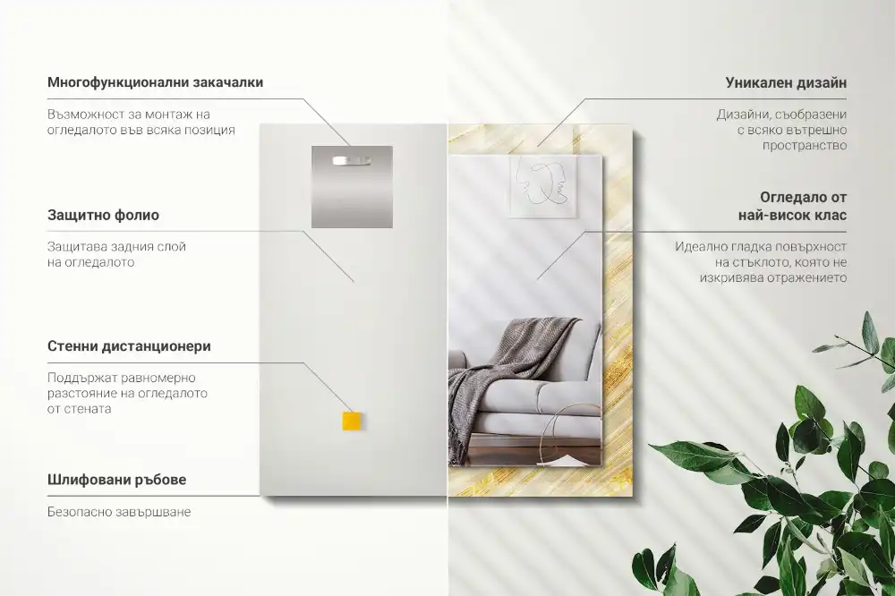 Specchio rettangolare decoro Linee astratte gialle