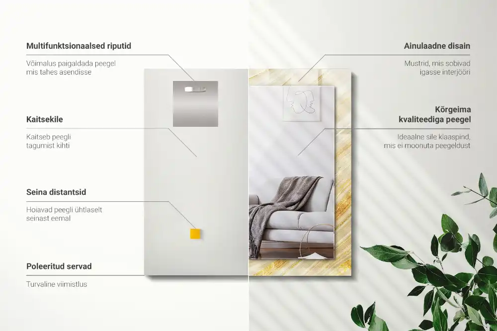 Specchio rettangolare decoro Linee astratte gialle