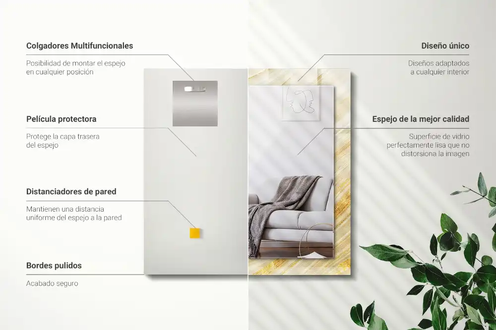 Specchio rettangolare decoro Linee astratte gialle