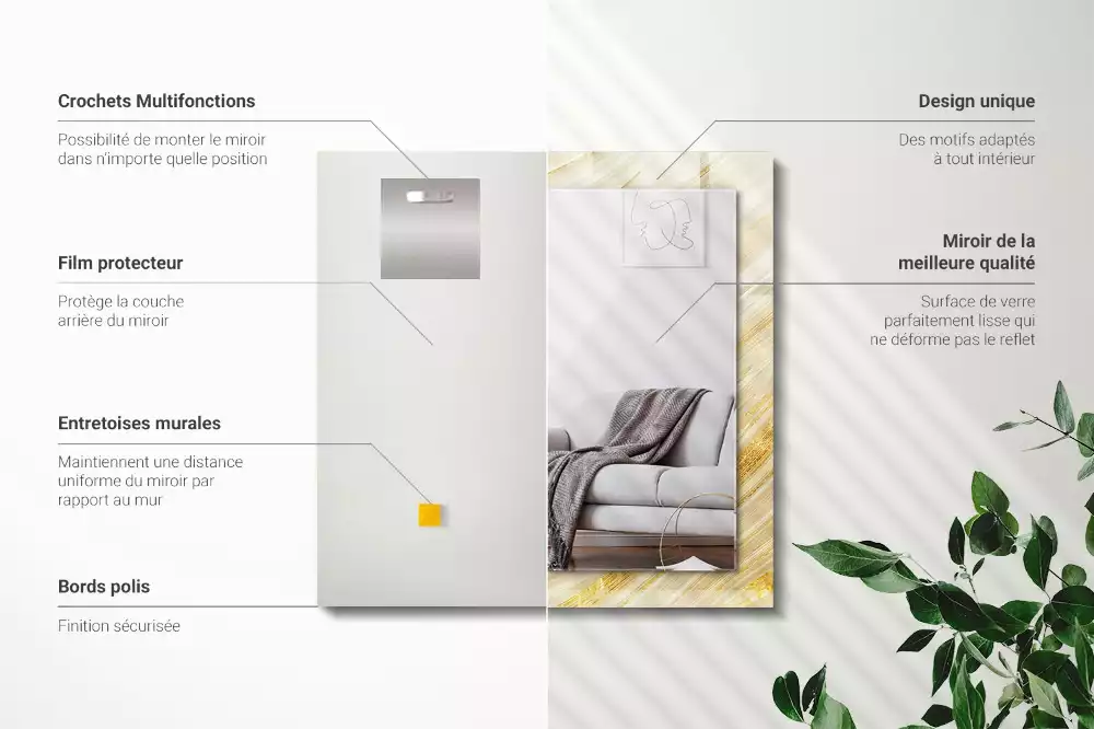 Specchio rettangolare decoro Linee astratte gialle