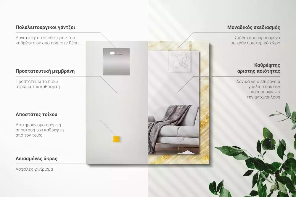 Specchio rettangolare decoro Linee astratte gialle