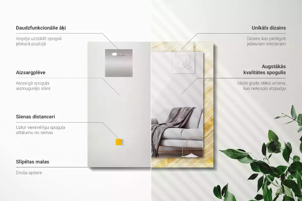 Specchio rettangolare decoro Linee astratte gialle