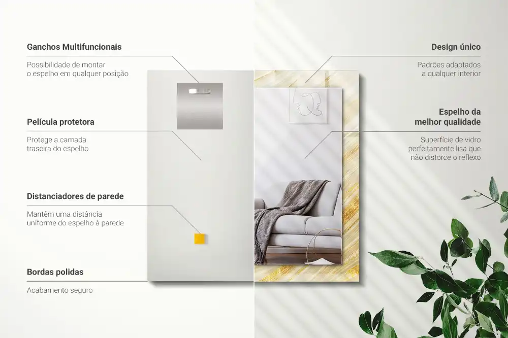 Specchio rettangolare decoro Linee astratte gialle