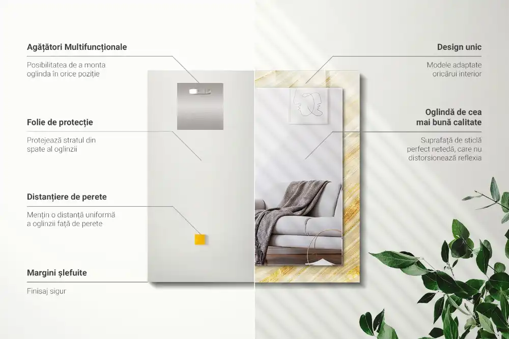 Specchio rettangolare decoro Linee astratte gialle