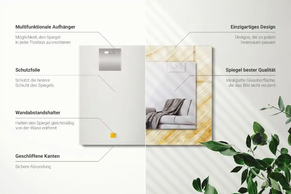 Specchio rettangolare decoro Linee astratte gialle