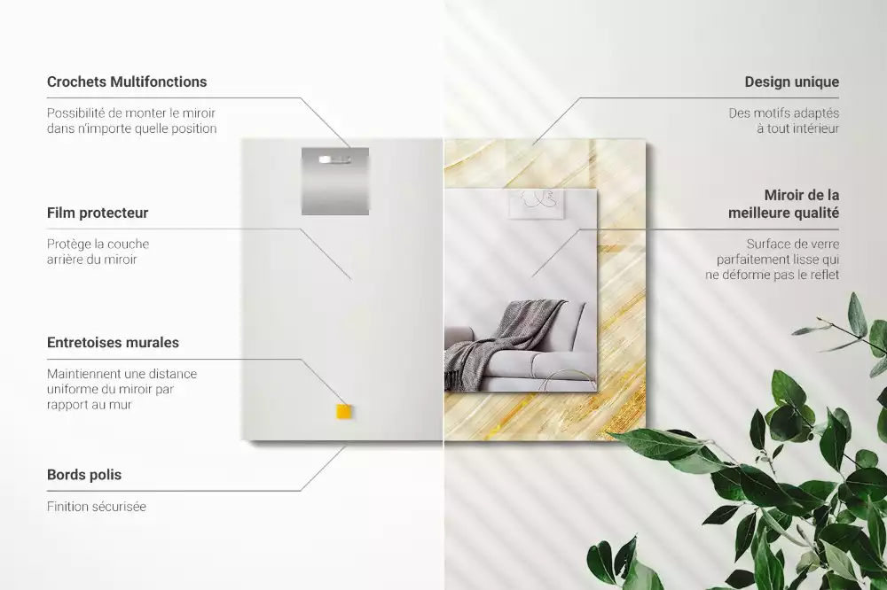 Specchio rettangolare decoro Linee astratte gialle