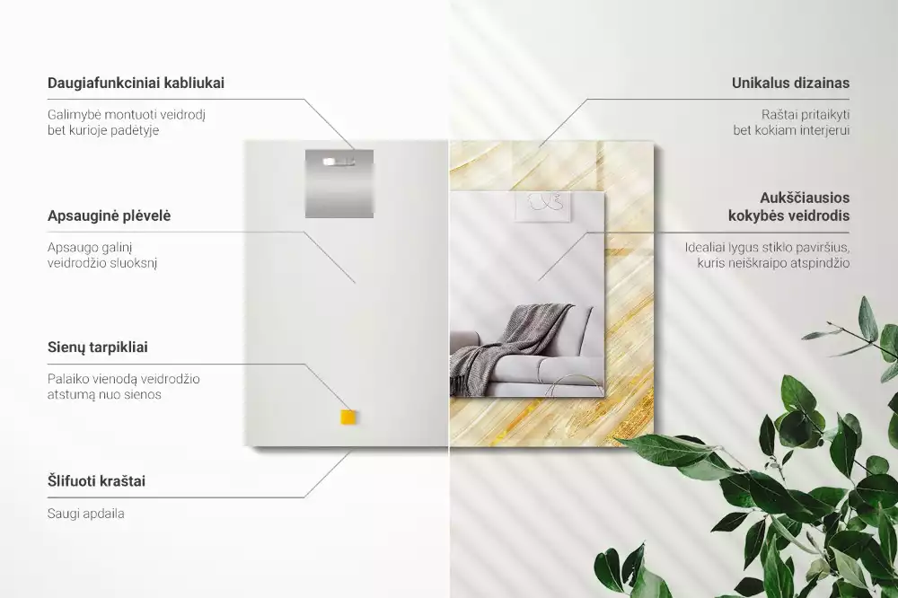 Specchio rettangolare decoro Linee astratte gialle