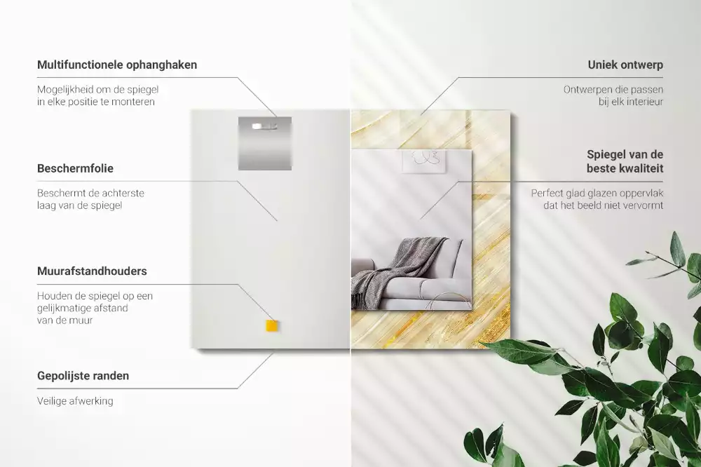 Specchio rettangolare decoro Linee astratte gialle