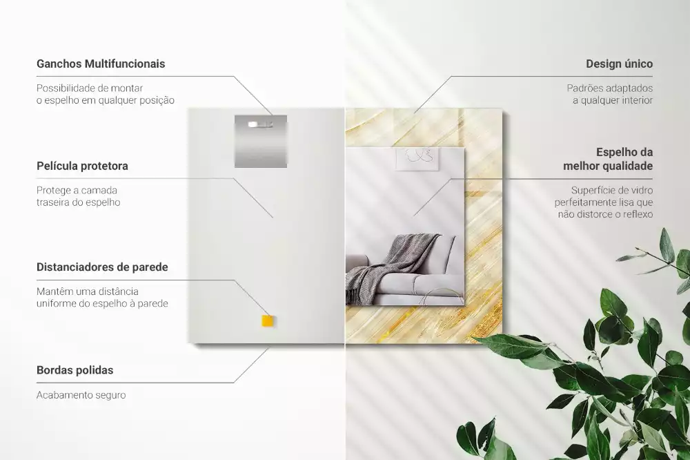 Specchio rettangolare decoro Linee astratte gialle