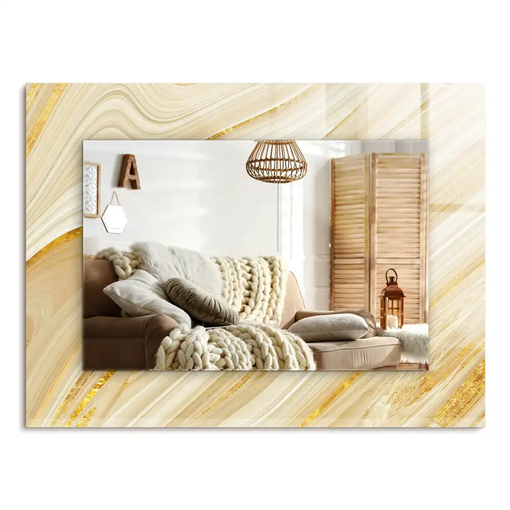 Specchio rettangolare decoro Linee astratte gialle