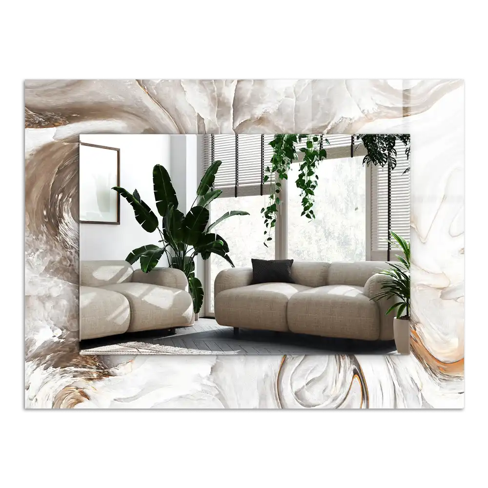 Specchio rettangolare con cornice stampata Motivo astratto in marmo