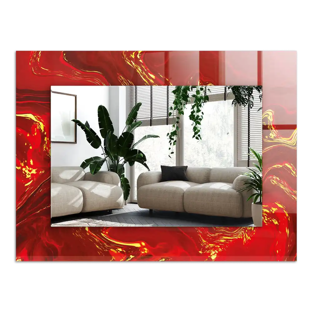 Specchio rettangolare stampato Vernice rossa astratta