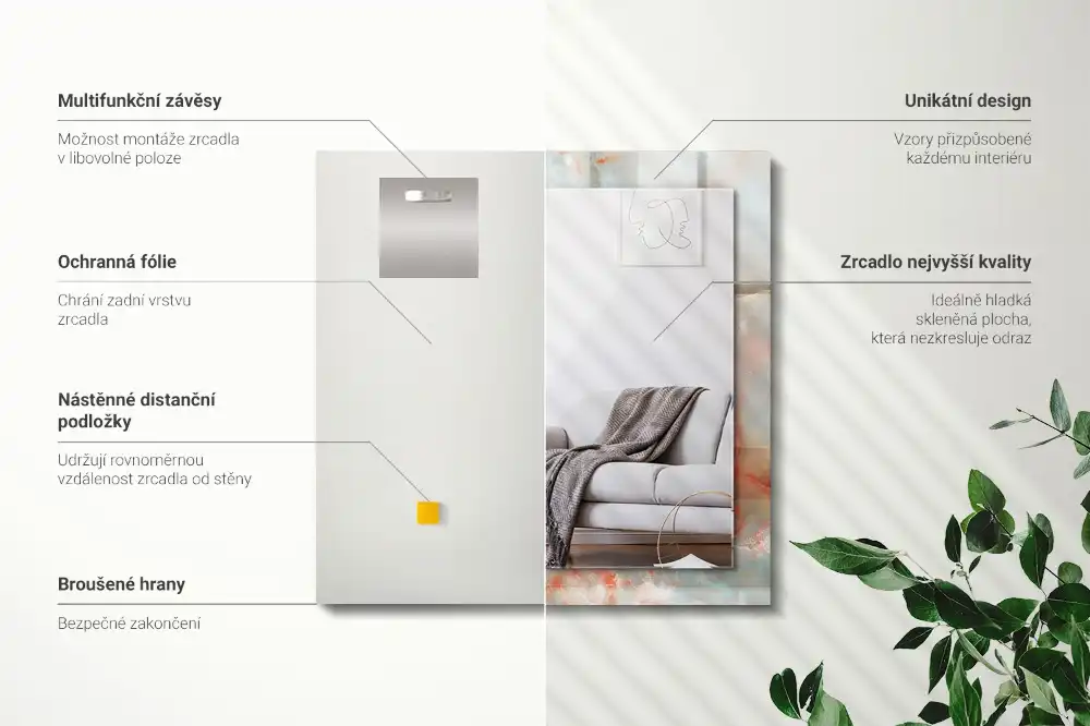 Specchio rettangolare decoro Trama colorata astratta