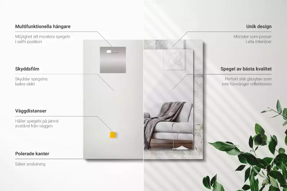 Specchio rettangolare con cornice stampata Muro di cemento incrinato