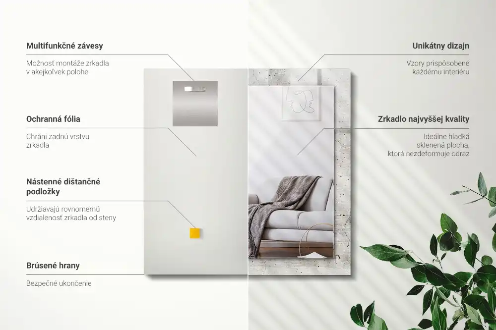 Specchio rettangolare con cornice stampata Muro di cemento incrinato