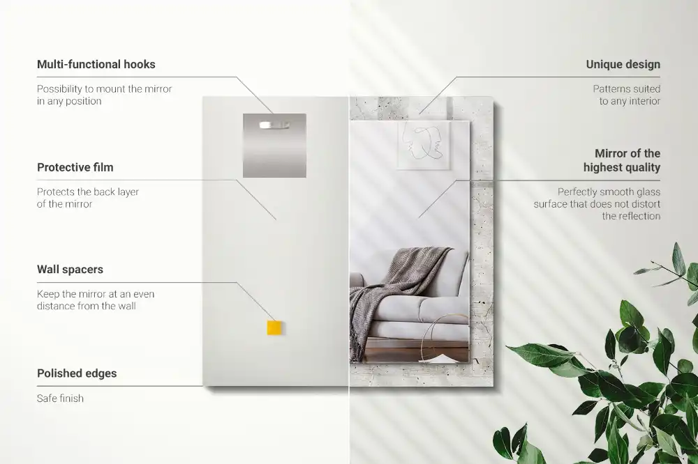 Specchio rettangolare con cornice stampata Muro di cemento incrinato