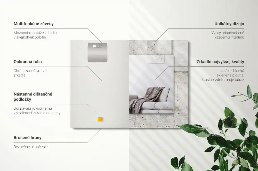 Specchio rettangolare con cornice stampata Muro di cemento incrinato