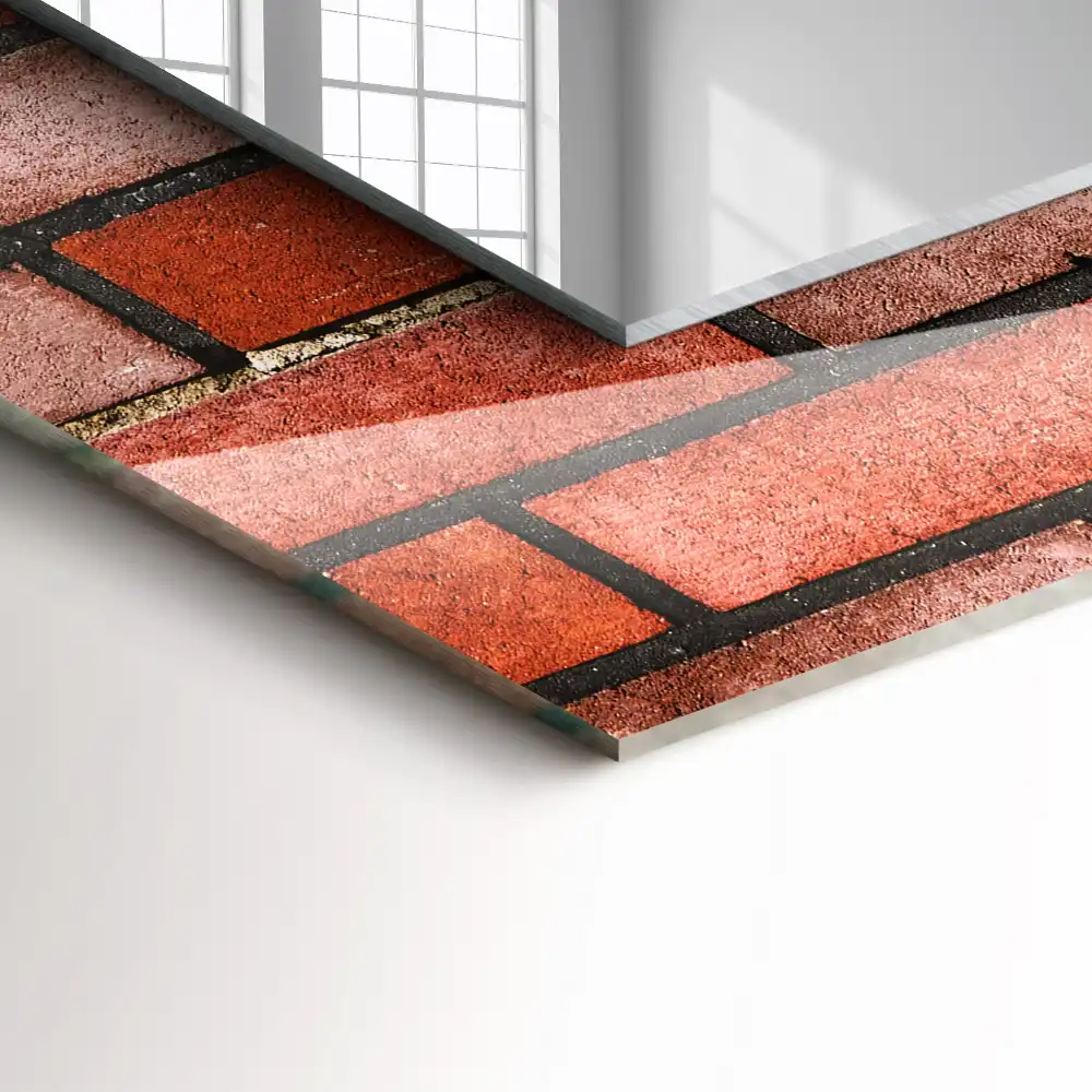 Specchio rettangolare stampato Muro di mattoni rossi