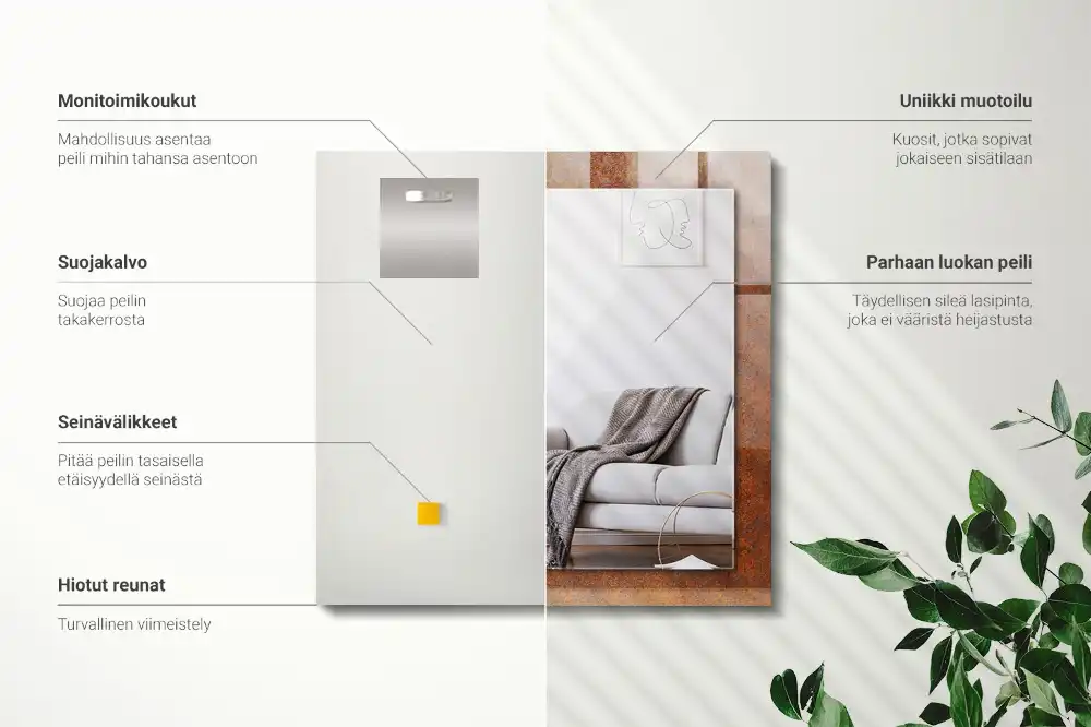 Specchio rettangolare decoro superficie metallica arrugginita