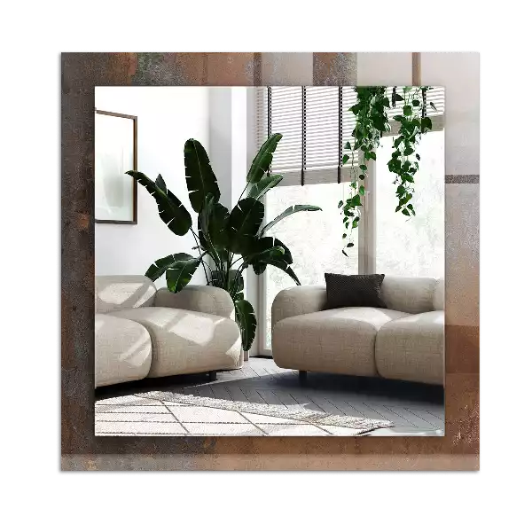 Specchio rettangolare con cornice stampata Metallo ruggine alla moda