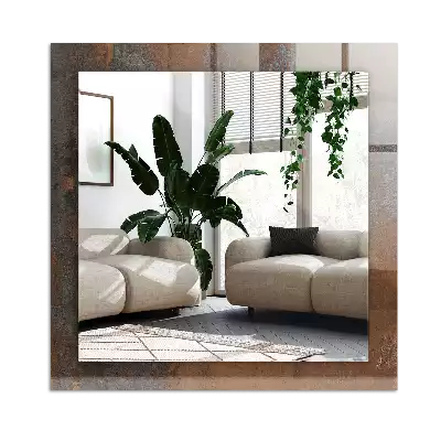 Specchio rettangolare con cornice stampata Metallo ruggine alla moda