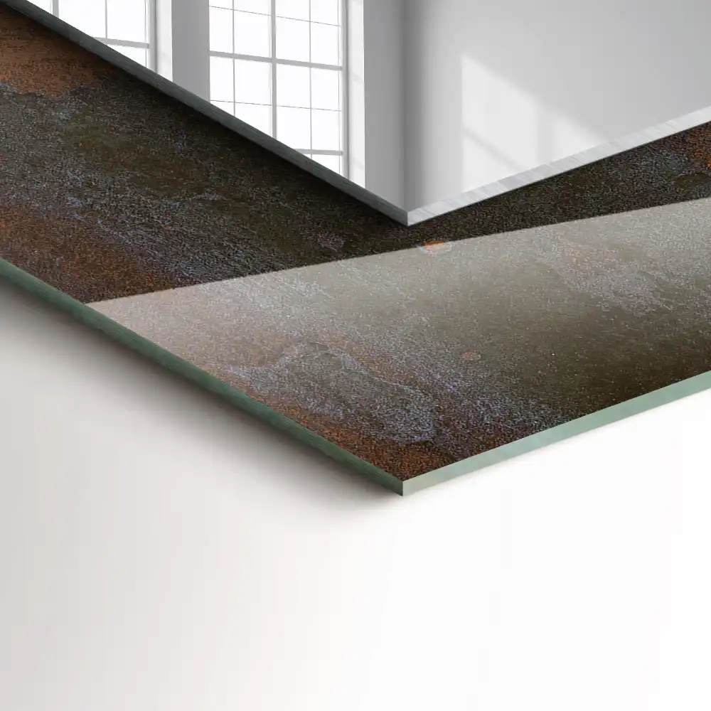 Specchio rettangolare con cornice stampata Metallo ruggine alla moda