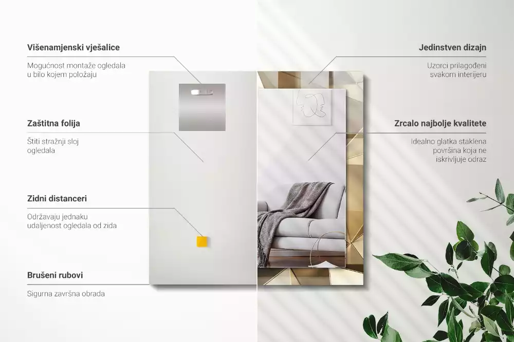 Specchio rettangolare stampato Forme geometriche